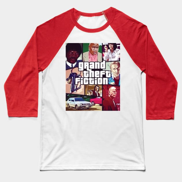 GRAND THEFT FICTION Baseball T-Shirt by Pinches Dibujos Feos